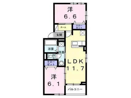 サンロイヤルII(2LDK/2階)の間取り写真