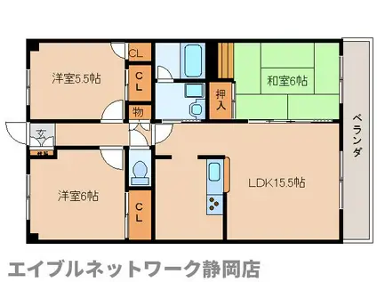 ソシア竜南(3LDK/1階)の間取り写真