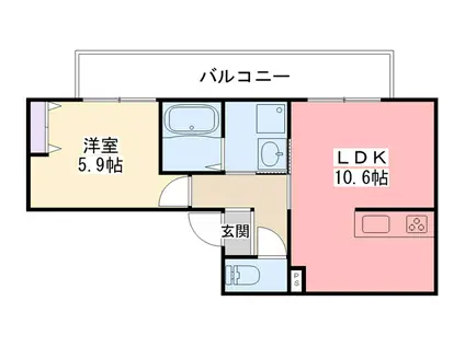 ディヴェルティ(1LDK/2階)の間取り写真