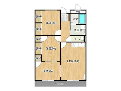 M&Bヒューマンズ花水木(3LDK/2階)の間取り写真