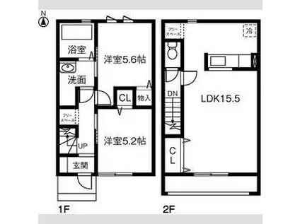 SOLANO B(2LDK/1階)の間取り写真