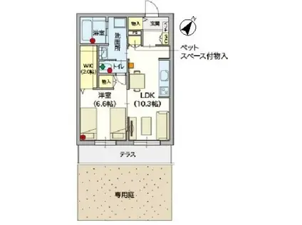 アルモニーレジダンス氷川台(1LDK/1階)の間取り写真