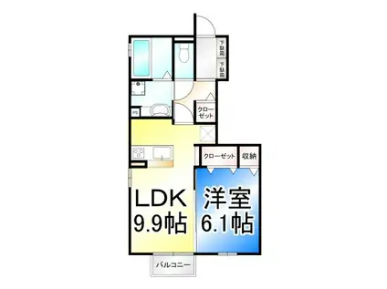 ルミエール B(1LDK/1階)の間取り写真