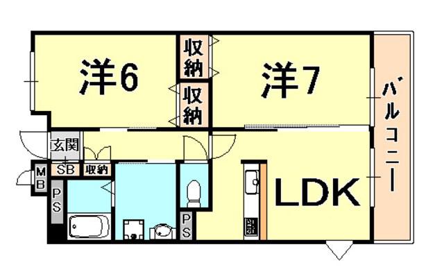 サン・ウエストパレス(2LDK/2階)の間取り写真