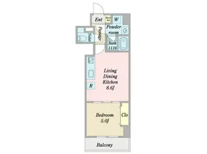 プロシード新安城(1LDK/2階)の間取り写真