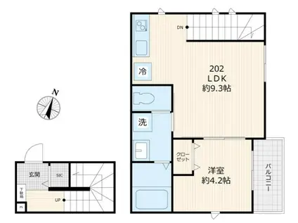 KR SUN COURT ケーアール サン コート(1LDK/2階)の間取り写真