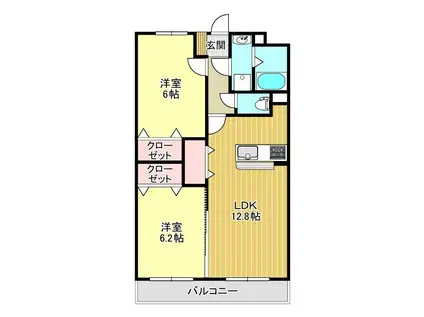 グランド ユー(2LDK/2階)の間取り写真