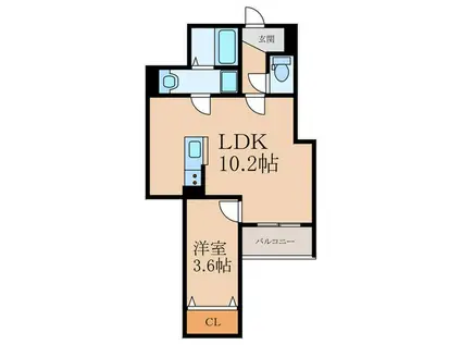 CRECIA中曽根II(1LDK/2階)の間取り写真