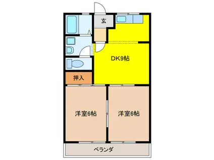 アメニティパークA(2DK/1階)の間取り写真