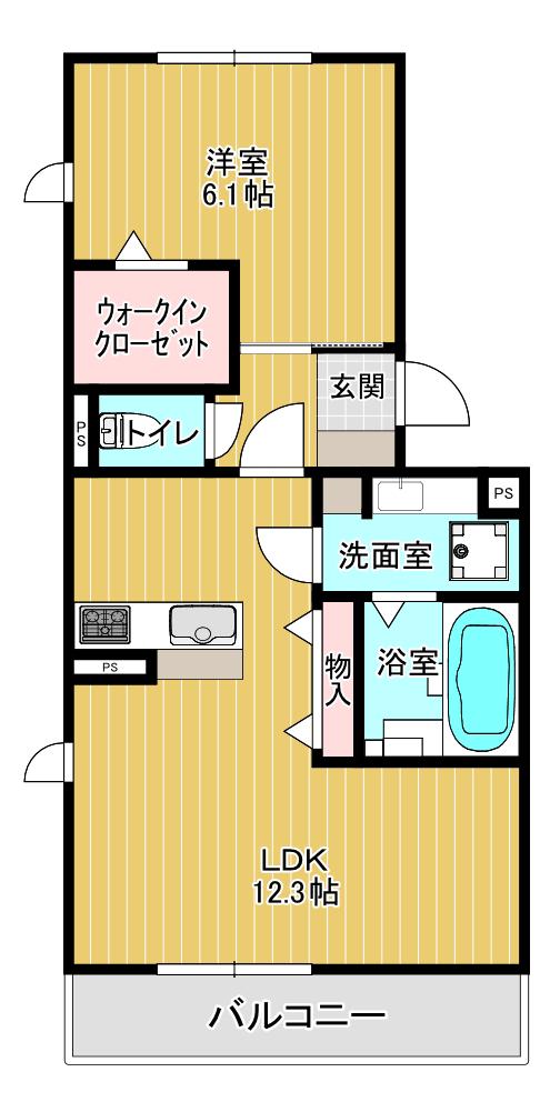 トリシア西原I(1LDK/2階)の間取り写真
