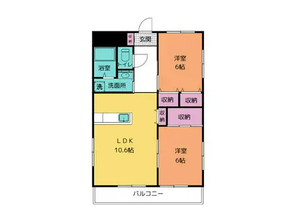 ソルシェ坂口(2DK/1階)の間取り写真