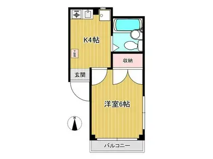 TKハイム(1K/3階)の間取り写真