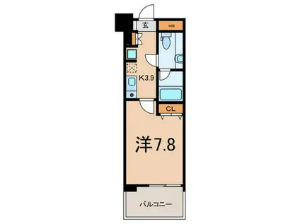 フォンテーヌ芝浦(1K/6階)の間取り写真