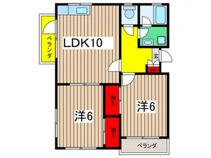 ロワジール緑園C(2LDK/2階)の間取り写真