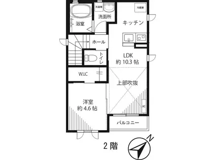 カノッサ(1LDK/2階)の間取り写真