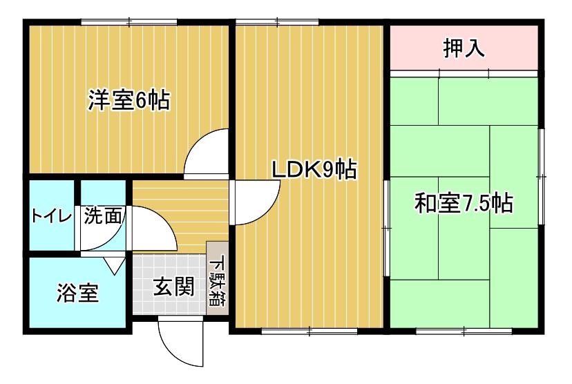 アンダルースC(2LDK/1階)の間取り写真