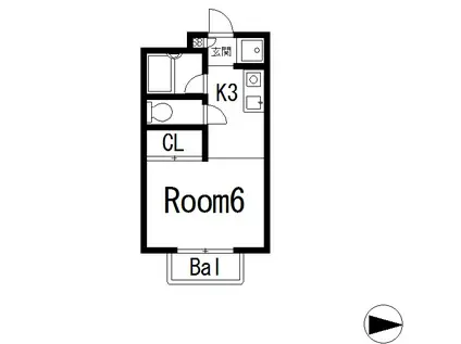 ハイツ中村(ワンルーム/2階)の間取り写真