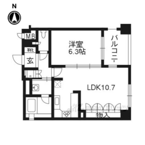 リーガル京都御所東(1LDK/4階)の間取り写真