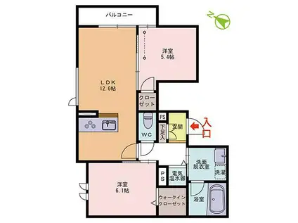 リオール(2LDK/2階)の間取り写真