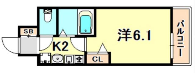 エステムコート神戸西II(1K/2階)の間取り写真
