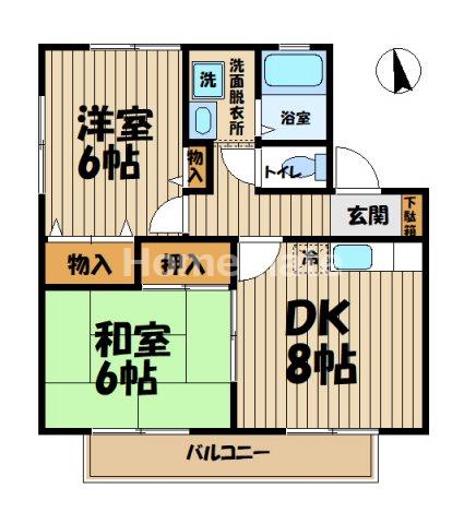 ハイツさつき(2DK/2階)の間取り写真