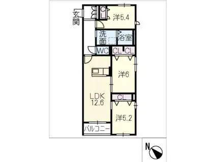 BLUSIA緑(3LDK/3階)の間取り写真