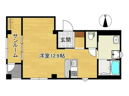 サンプラザファムリ上杉(ワンルーム/3階)の間取り写真