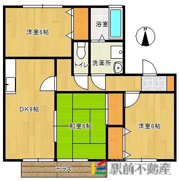 パルマローザ(3DK/1階)の間取り写真