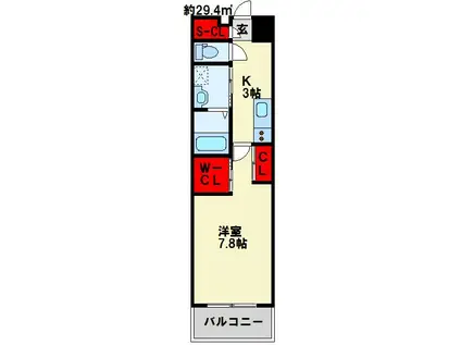 ウイングス八幡駅前(1K/14階)の間取り写真