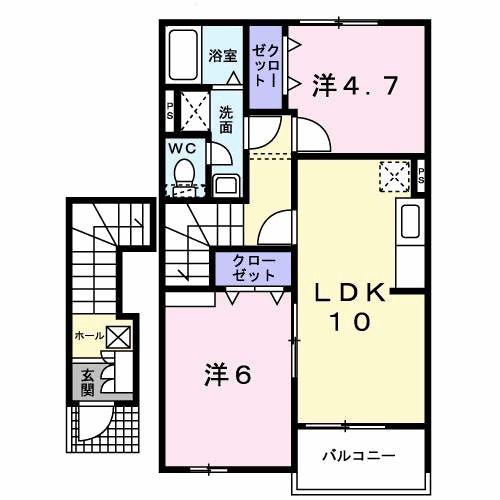 エクセル彩が丘II(2LDK/2階)の間取り写真