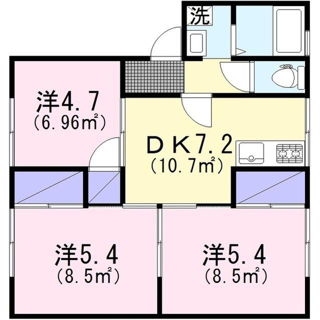 ファミール綾瀬(3DK/1階)の間取り写真