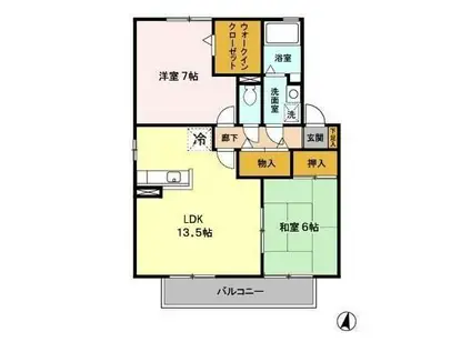 ベルタウンIA棟(2LDK/2階)の間取り写真