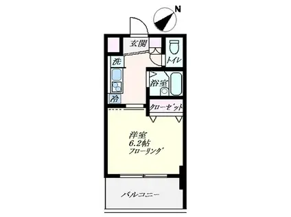 ツインバレー東神奈川(1K/3階)の間取り写真