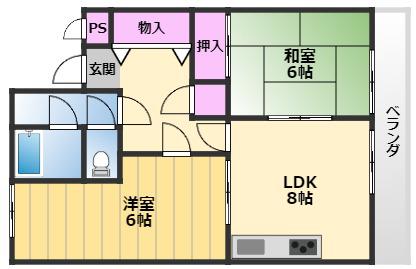 カサ・ド・エムズ(2LDK/4階)の間取り写真