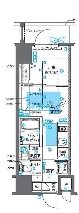 ZOOM神田(1DK/7階)の間取り写真