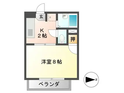 ジュネスアゲハ(1K/2階)の間取り写真