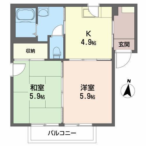 スター雅(2DK/2階)の間取り写真