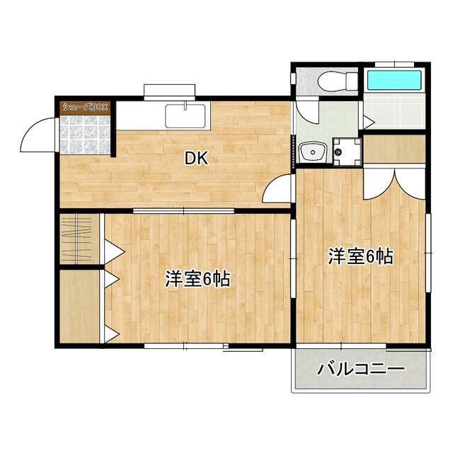 ローズ桜台(2DK/1階)の間取り写真