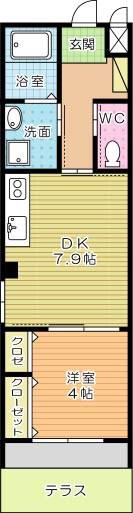 CIEL BLEU B棟(1DK/1階)の間取り写真