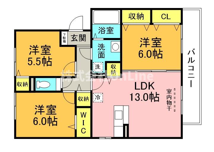 ヴィラウィステリア(3LDK/3階)の間取り写真
