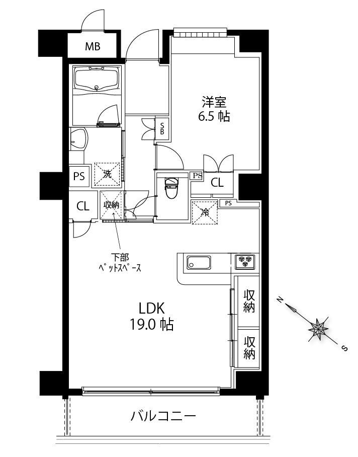 ルーチェ光が丘(1LDK/6階)の間取り写真