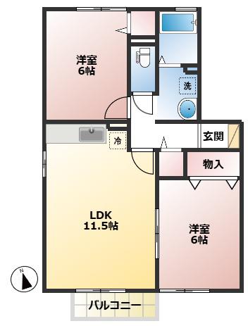エステートM3(2LDK/2階)の間取り写真