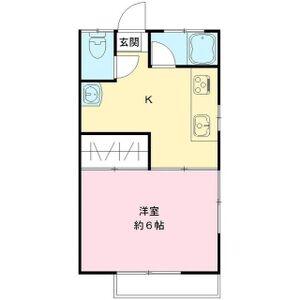 銀河ハイツII B棟(1DK/2階)の間取り写真