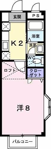 メリーゲート(1K/2階)の間取り写真