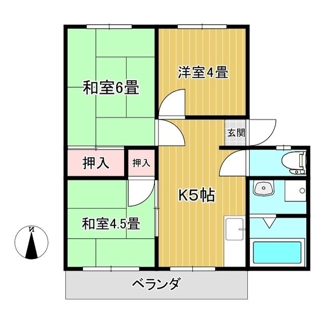 パークパナハイツ(3K/1階)の間取り写真