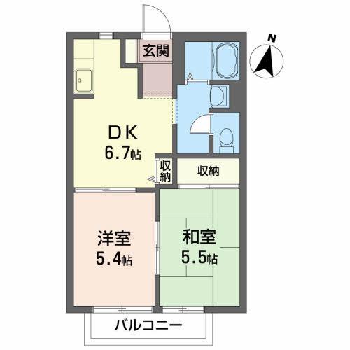 グラン・シャンテ(2DK/1階)の間取り写真
