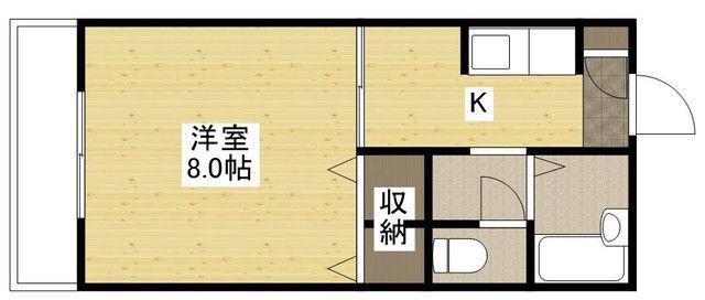 ローズガーデンD(1K/1階)の間取り写真