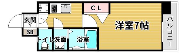 レジュールアッシュウエストレジス(1K/3階)の間取り写真