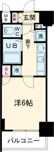 プレサンス三ノ宮駅前プライムタイム(1K/4階)の間取り写真