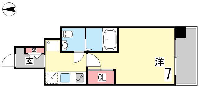 KTGレジデンス芦屋西(1K/1階)の間取り写真